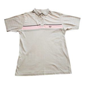 Split Polo Shirt Short Sleeve Retro Skater Classic Gray / Pink Men's S Pre-owned